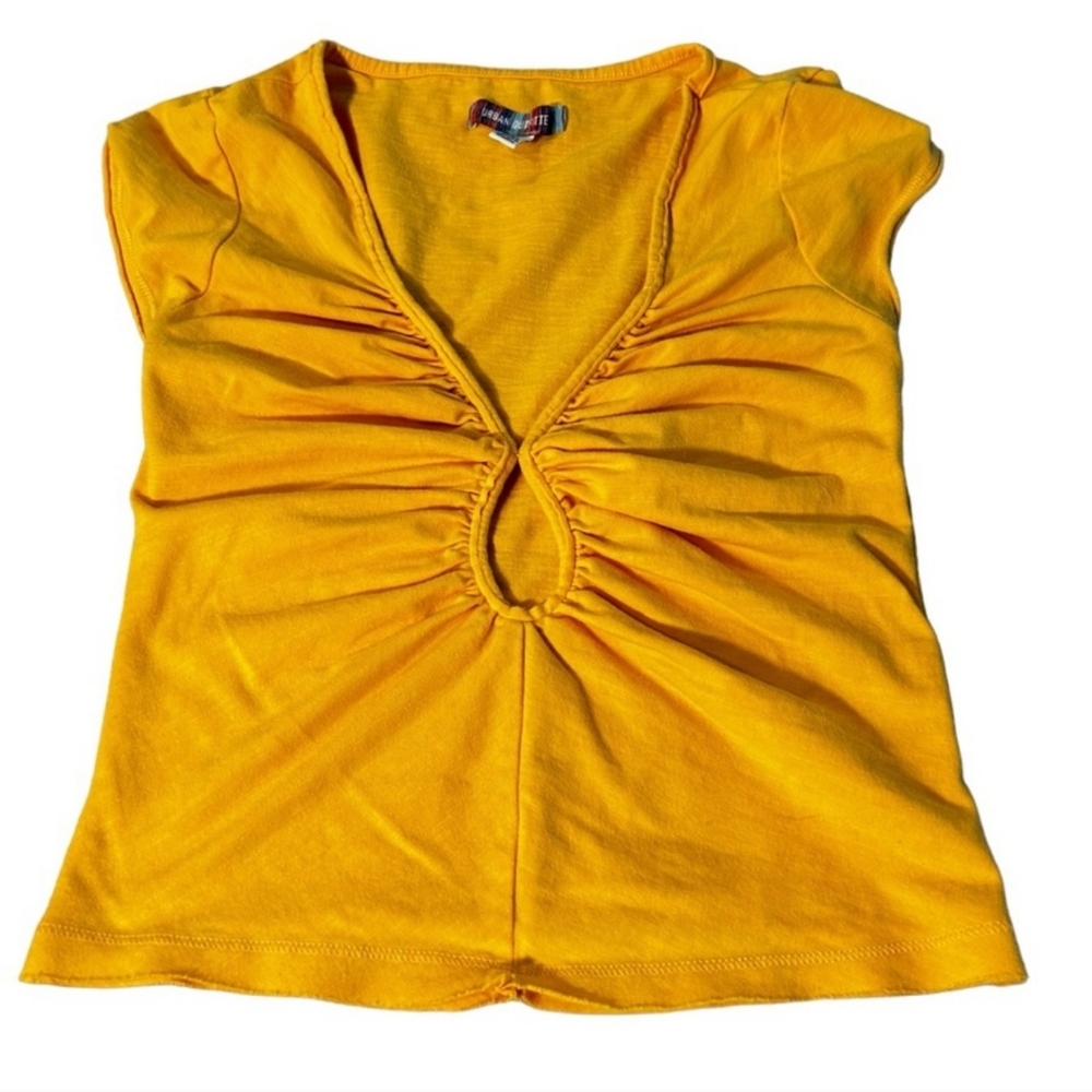 Urban Outfitters Golden Yellow ochre Crop Top keyhole neckline bodycon orange